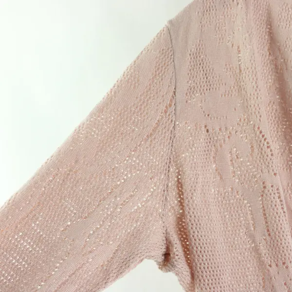 WHBM Outlet Pink Open-Front Lace Knit Long Sleeve Cardigan L