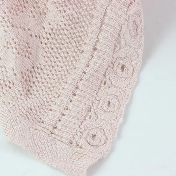 WHBM Outlet Pink Open-Front Lace Knit Long Sleeve Cardigan L
