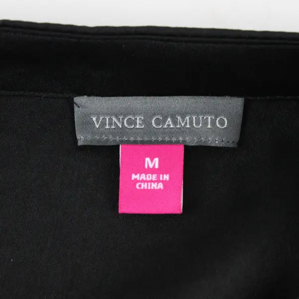 Vince Camuto Women Black Satin V-Neck Balloon Sleeve Blouse Med NWT Formal