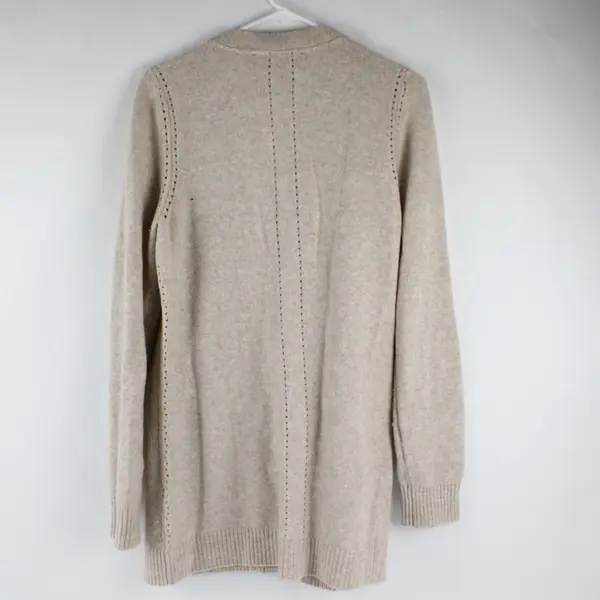 White House Black Market Beige Long Sleeved Cardigan Gold Buttons Size Large