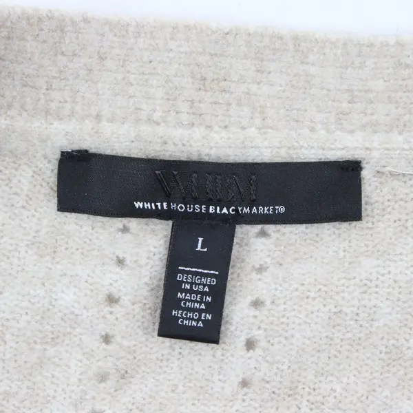 White House Black Market Beige Long Sleeved Cardigan Gold Buttons Size Large