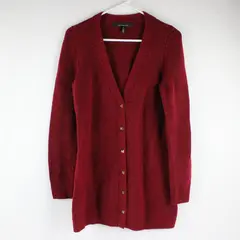 White House Black Market Red Long Sleeved Cardigan Gold Buttons Size Medium