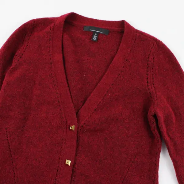 White House Black Market Red Long Sleeved Cardigan Gold Buttons Size Medium