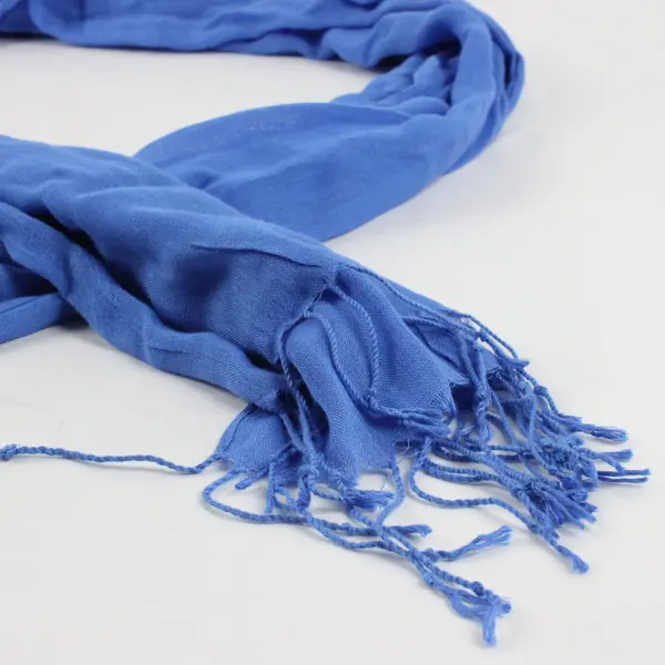 Unbranded Women's Scarf Wrap Shawl Blue With Fringe