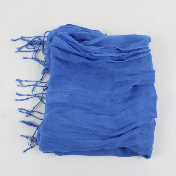 Unbranded Women's Scarf Wrap Shawl Blue With Fringe