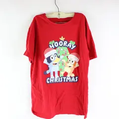 Mad Engine Bluey Hooray Christmas Red T-Shirt Youth Large 10-12