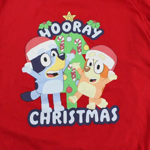 Mad Engine Bluey Hooray Christmas Red T-Shirt Youth Large 10-12