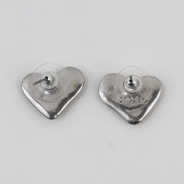 Vintage Chico's Heart Stud Earrings Two-Tone Silver Gold Puffy Mixed Metal
