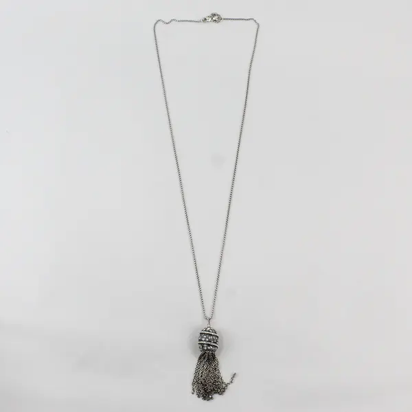 Brighton Trust Your Journey Silver Tone Crystal Tassel Convertible Necklace