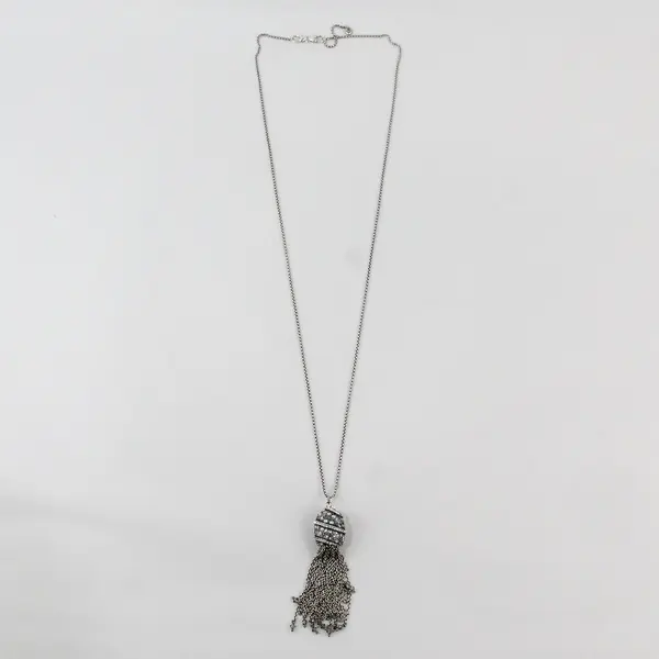 Brighton Trust Your Journey Silver Tone Crystal Tassel Convertible Necklace