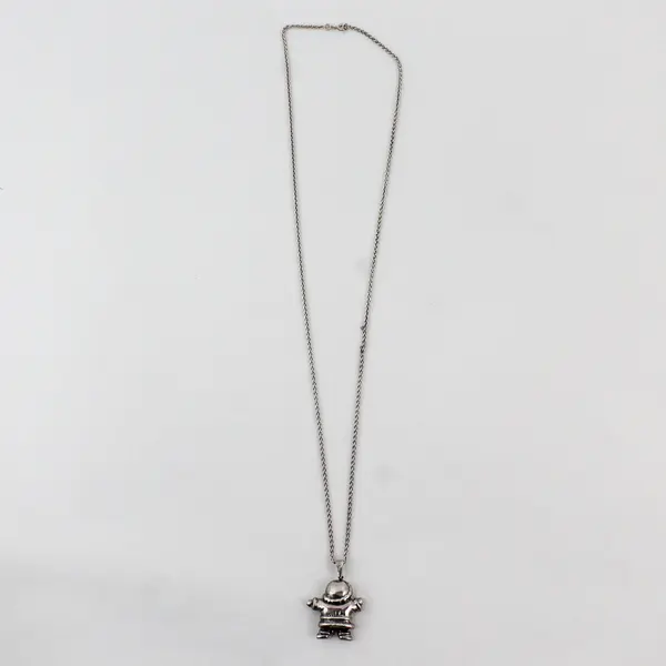 Santa Claus 3D Charm Pendant Necklace Waving Kris Kringle Silver-Tone