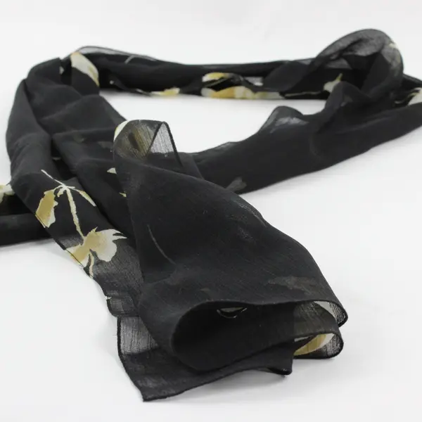 Black W/ Yellow Floral Sheer Scarf 60"x15.5''