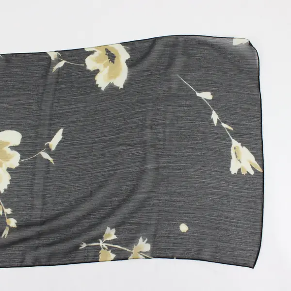 Black W/ Yellow Floral Sheer Scarf 60"x15.5''