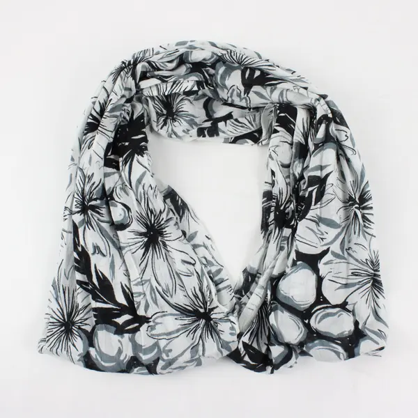 Big Buddha Black/White Floral Print Infinity Scarf
