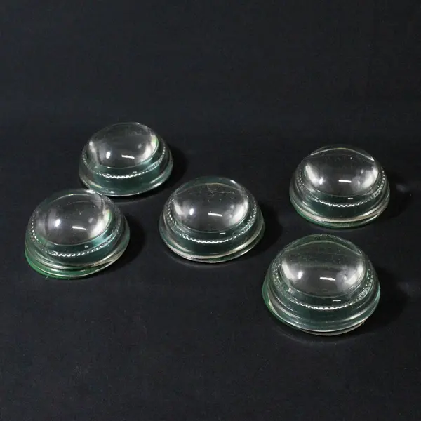 Lot of 5 Vintage  3" Clear Crystal Paperweight Domes With  Beaded Edge 