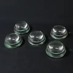 Lot of 5 Vintage  3" Clear Crystal Paperweight Domes With  Beaded Edge 