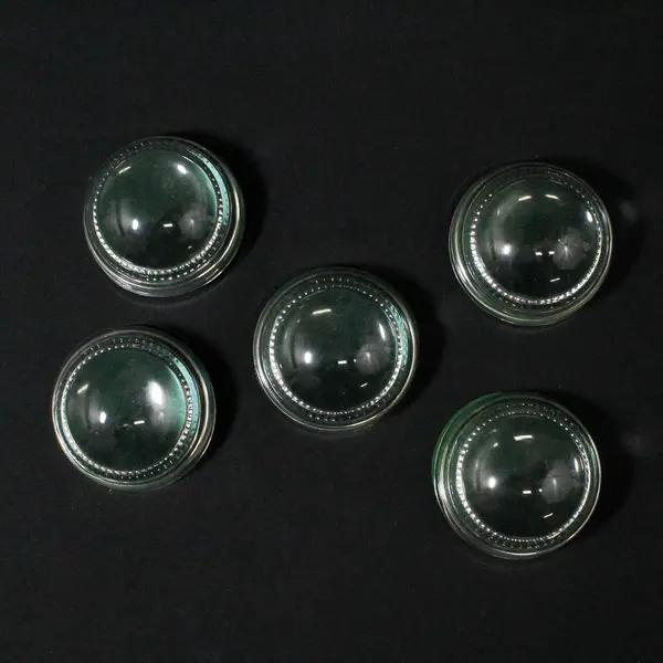 Lot of 5 Vintage  3" Clear Crystal Paperweight Domes With  Beaded Edge 