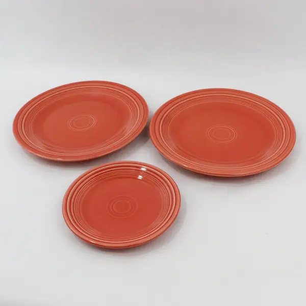 Lot of 2 Homer Laughlin Fiestaware Persimmon Dinner Plates And 1 Salad Plate