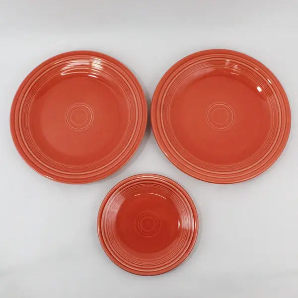 Lot of 2 Homer Laughlin Fiestaware Persimmon Dinner Plates And 1 Salad Plate