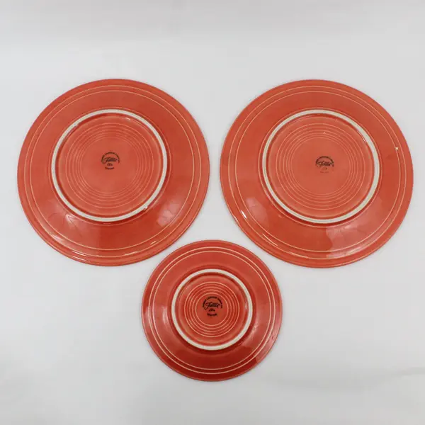 Lot of 2 Homer Laughlin Fiestaware Persimmon Dinner Plates And 1 Salad Plate