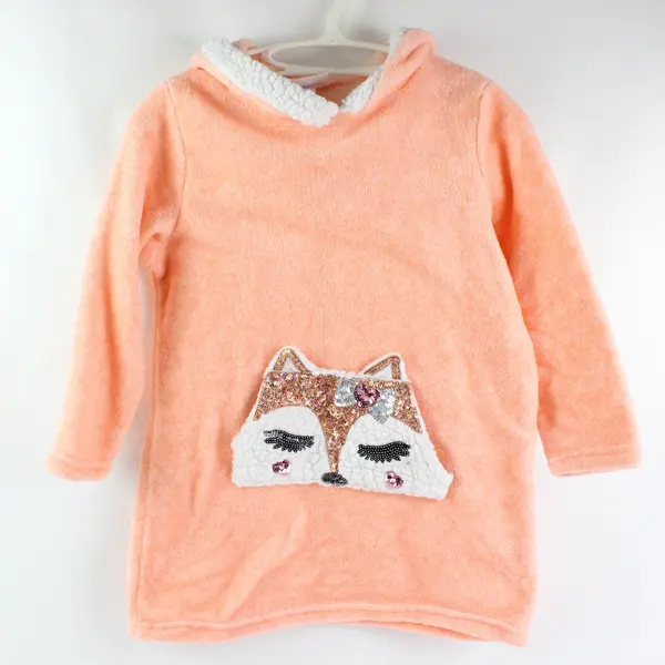 BMagical by Btween Girls Peach Sequin Fox Pullover Hoodie Size 7/8