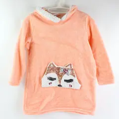 BMagical by Btween Girls Peach Sequin Fox Pullover Hoodie Size 7/8