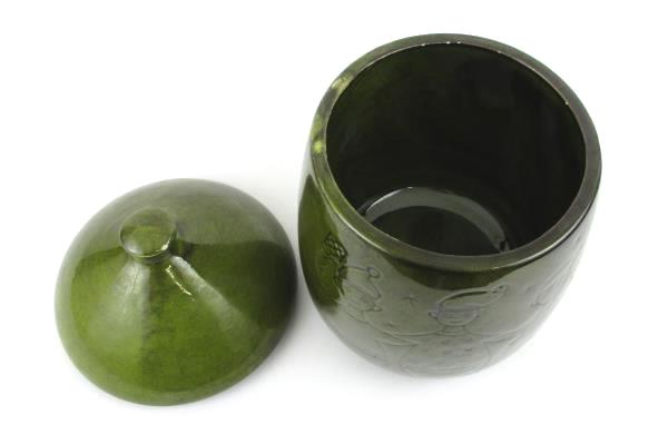 Green Elf Elves Christmas Cookie Jar With Lid Large Ceramic Pottery