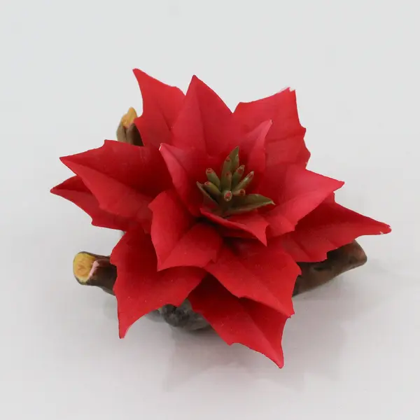 E & R Golden Crown Porcelain Poinsettia Sculpture Holiday Decor