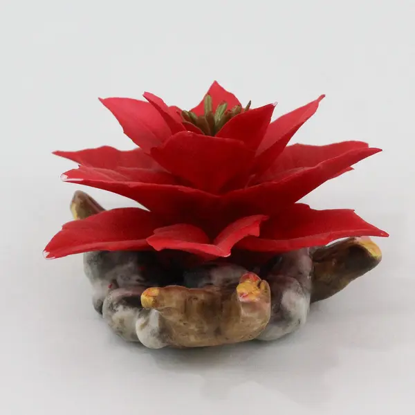 E & R Golden Crown Porcelain Poinsettia Sculpture Holiday Decor