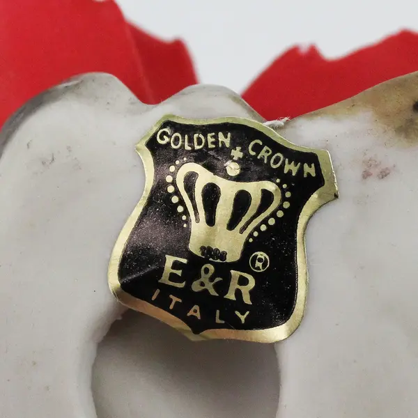 E & R Golden Crown Porcelain Poinsettia Sculpture Holiday Decor