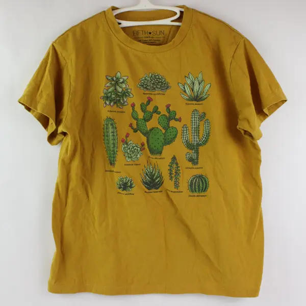 Fifth Sun Cactus Names Yellow Cotton Blend T-shirt Kids Size M