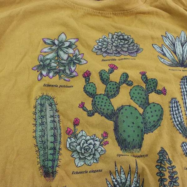 Fifth Sun Cactus Names Yellow Cotton Blend T-shirt Kids Size M