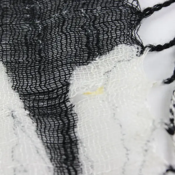 Sheer Knit Black and White Floral Scarf Fringe Ends 60''x16.5''