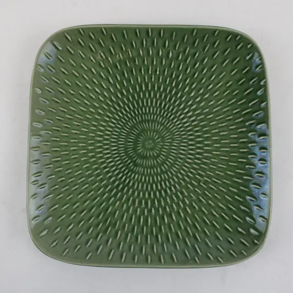 Set of 5 Textured Green Square Salad Plates 8.5"