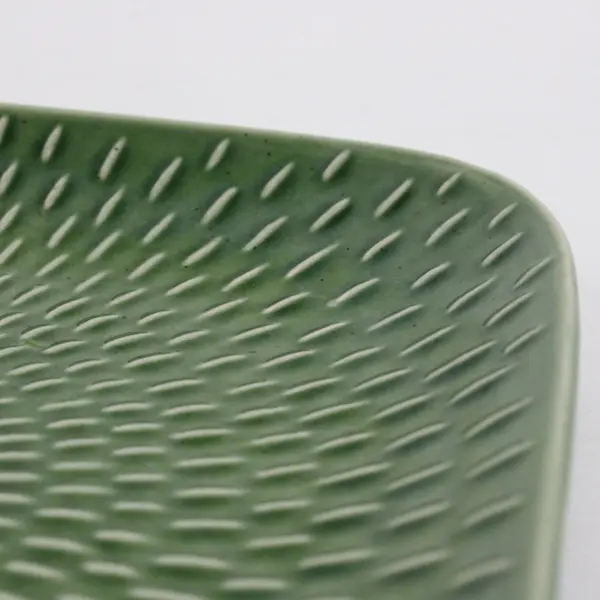 Set of 5 Textured Green Square Salad Plates 8.5"