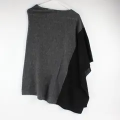 Celeste Cashmere Wool Blend Poncho Sweater Grey Black Colorblock OS 