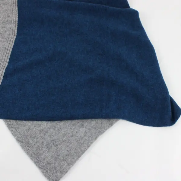 Celeste Poncho Colorblock Blue & Gray Wool Cashmere Blend One Size