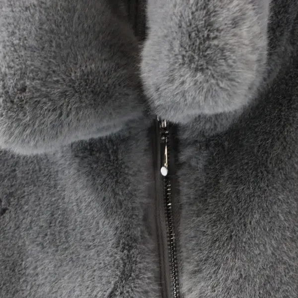White House Black Market Gray Faux Fur Zip Up Vest Women's Medium