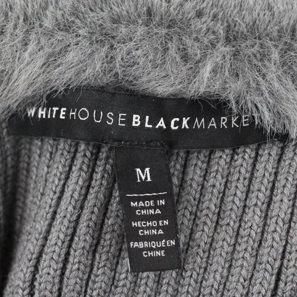 White House Black Market Gray Faux Fur Zip Up Vest Women's Medium