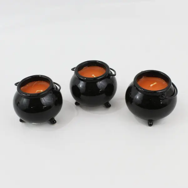 Lot of 3 Seasons of Cannon Falls Halloween Cauldron Candles 3in