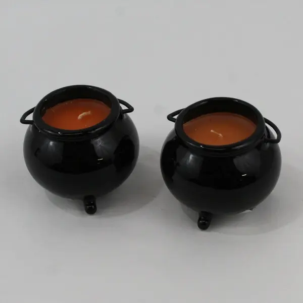Lot of 2 Seasons of Cannon Falls Halloween Cauldron Candles 3in