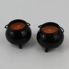 Lot of 2 Seasons of Cannon Falls Halloween Cauldron Candles 3in