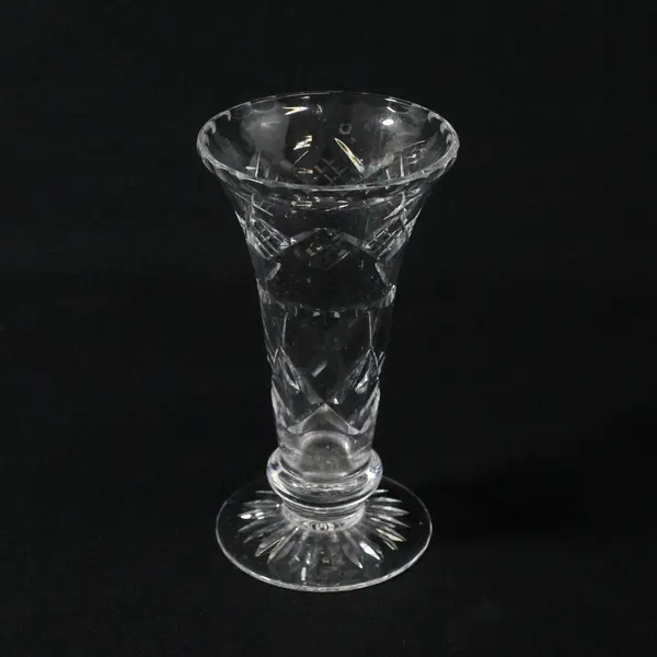 Stuart Crystal England Trumpet Diamond Footed Bud Vase