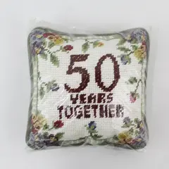 Needlepoint 50th Wedding Anniversary Throw Pillow 50 Years Together Floral