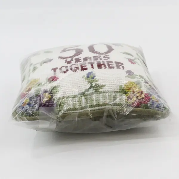 Needlepoint 50th Wedding Anniversary Throw Pillow 50 Years Together Floral