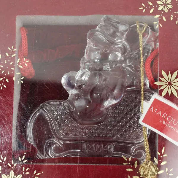 Marquis by Waterford 2014 Clear Glass Snowman Christmas Ornament