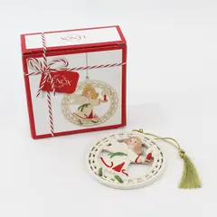 Lenox Pierced Figural Ceramic Angel Ornament 4.5 x 4.25in Christmas Collectible