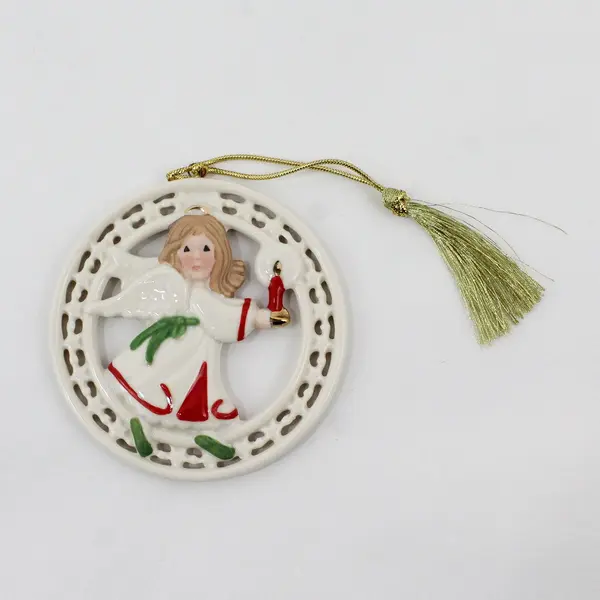 Lenox Pierced Figural Ceramic Angel Ornament 4.5 x 4.25in Christmas Collectible