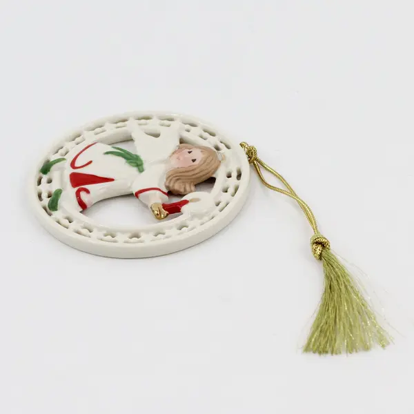 Lenox Pierced Figural Ceramic Angel Ornament 4.5 x 4.25in Christmas Collectible