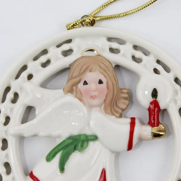 Lenox Pierced Figural Ceramic Angel Ornament 4.5 x 4.25in Christmas Collectible